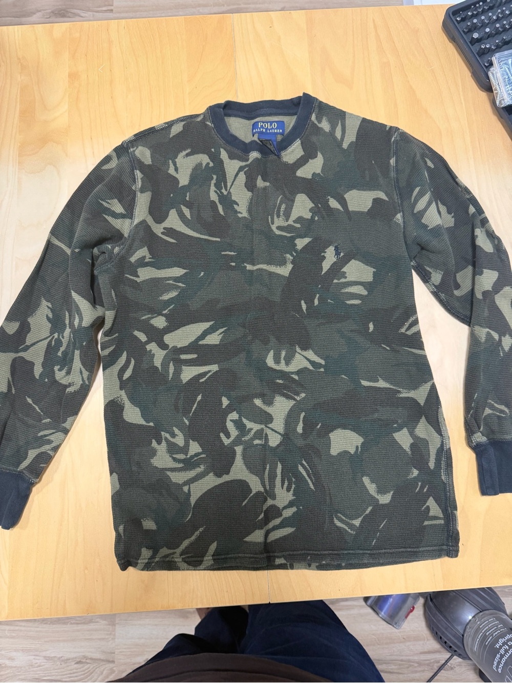 Polo by Ralph Lauren Men's Olive & Dark Green Camo Crewneck Sweater